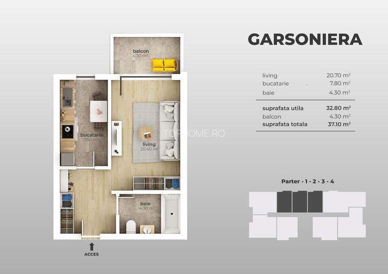 PROMOTIE TVA 21 % Inclus Garsoniera in constructie bloc nou Sector 4 - 2