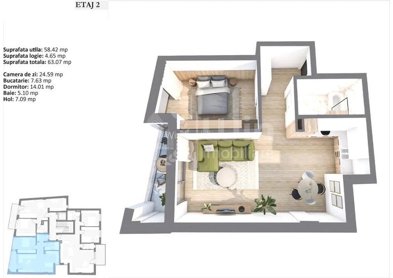 Apartament 3 camere | Bloc nou | 77mp | Garaj | Balcon | Centru - 13