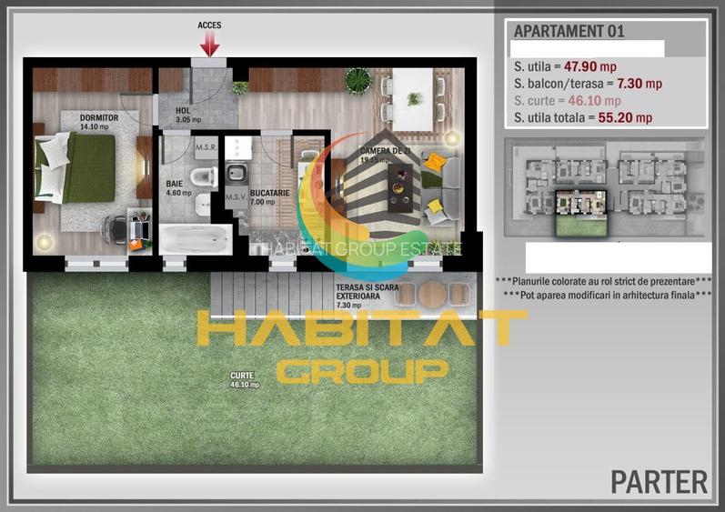 Pallady 2 camere 55 mp + curte proprie 46 mp bloc Boutique - 2