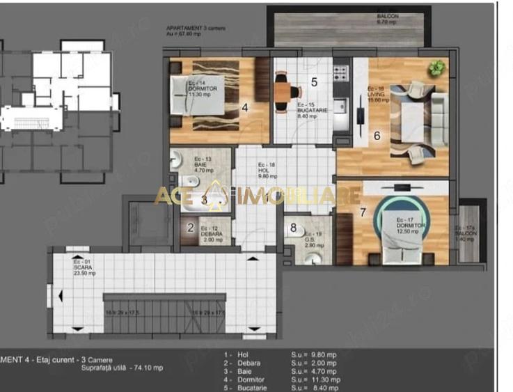 3 Camere de inchiriat | Popesti Leordeni | Metrou | Centrala | 67mp - 5