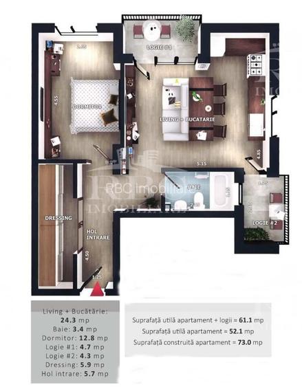 Apartamente cu 3 camere bloc nou in Floresti zona Vivo - 14