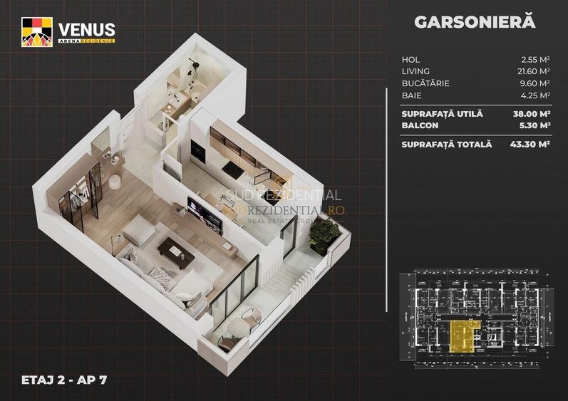 Garsoniera noua de vanzare, acces facil metrou Aparatorii Patriei - 1