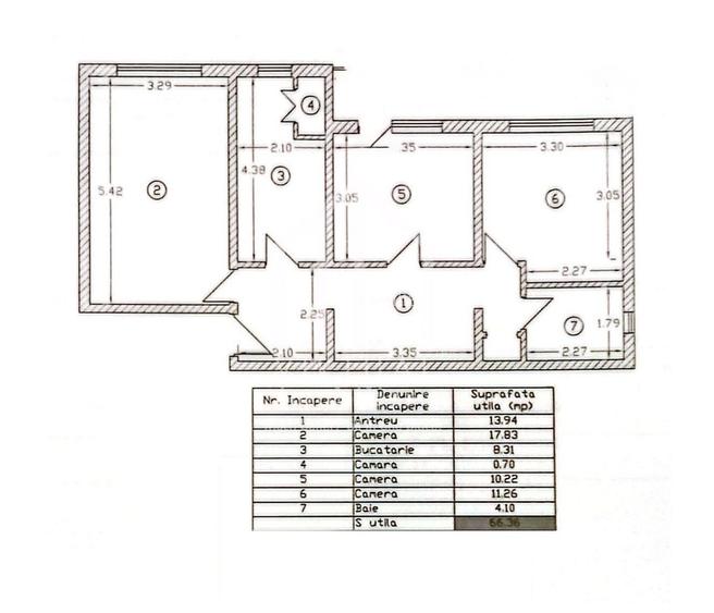 Apartament cu 3 camere, 66mp utili+pivnita, decomandat, Terezian - 1