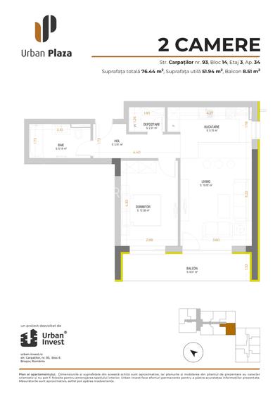 De vanzare apartament 2 camere Urban Plaza - 1