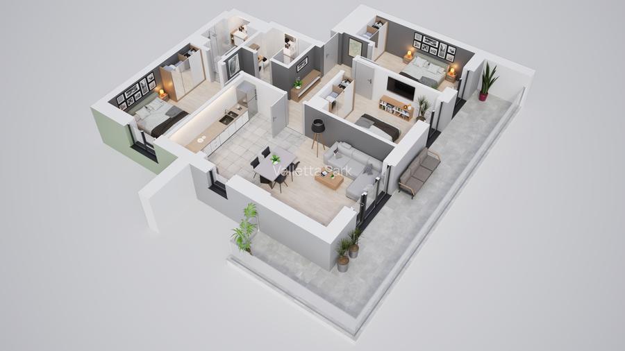 Apartament 4 camere premium, cartier privat cu parcari subterane și parc propriu - 3