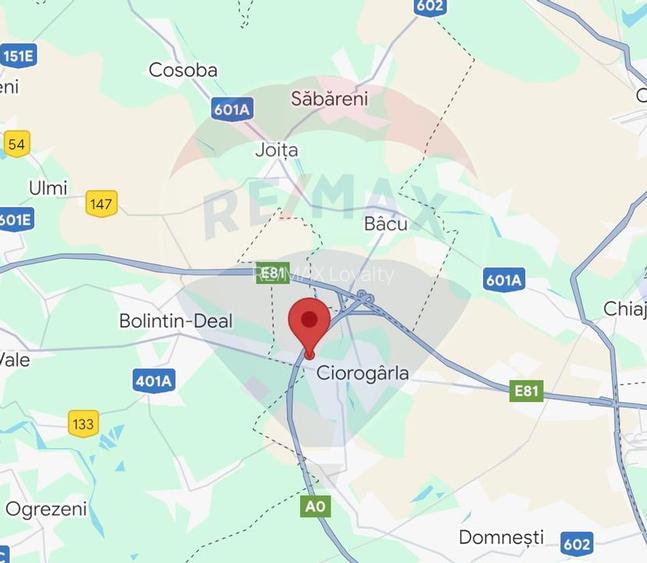 Teren 14.863mp, deschidere 42mp, acces 3 laturi - Ciorogarla, langa A0 - 10