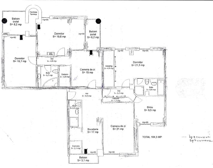 Apartament unic cu 7 camere, 3 balcoane, 3 bai, 2  parcari, 2 beciuri, Central - 1