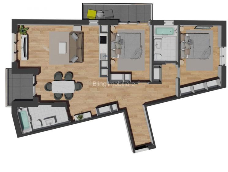 TVA inclus! Apartament de 3 camere semifinisat, 87,89 mp, balcon 6,21 mp,  - 8