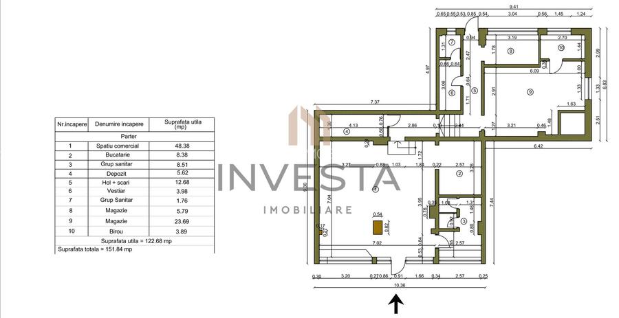 Spatiu comercial de inchiriat -  compartimentat - 125 mp – Manastur - 1