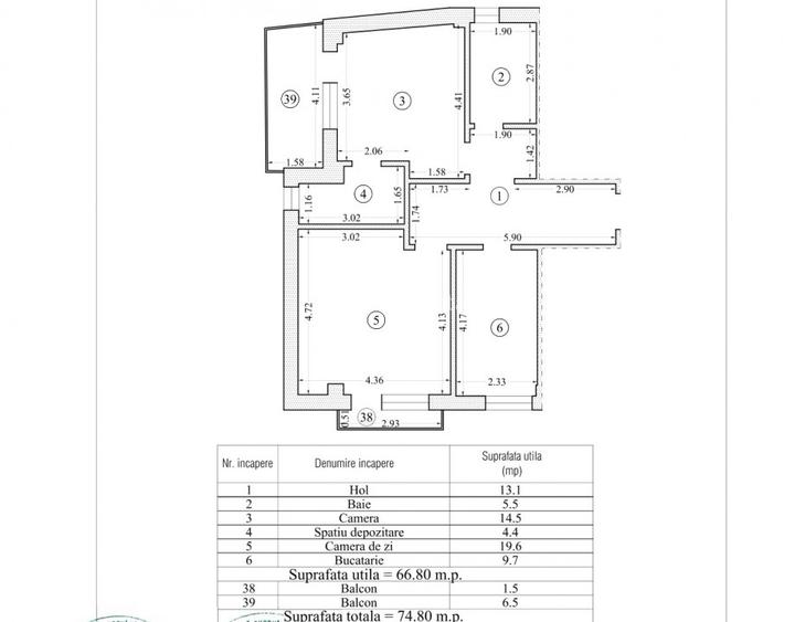Apartatment cu 2 camere, decomandate, cu 2bai - cu loc de parcare inclus - 5