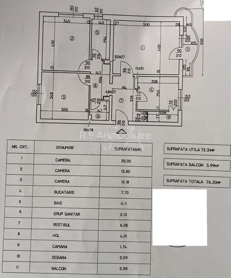 3 camere Unirii decomandat, inst. schimb., et. 2, an 1991, 76 mp - 8