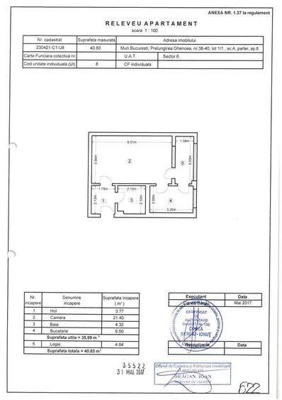 Garsonieră 41 mp, bloc 2017, centrală, 5 min metrou Râul Doamnei