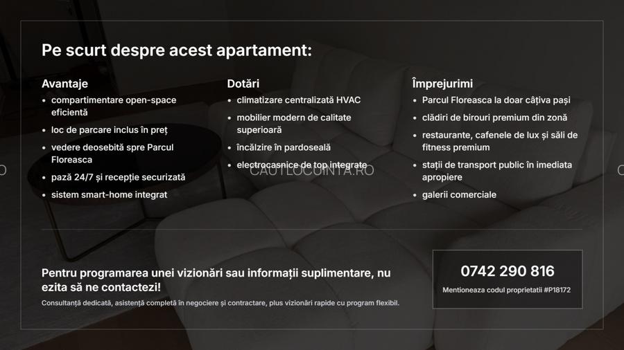 Studio 2 Camere | Floreasca | Vedere Parc | Mobilat Lux | Parcare - 6