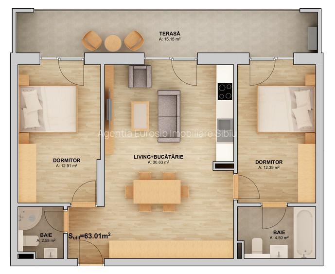Apartament cu 3 camere finisat la cheie, str. Doamna Stanca, Orhideea Exclusive - 9