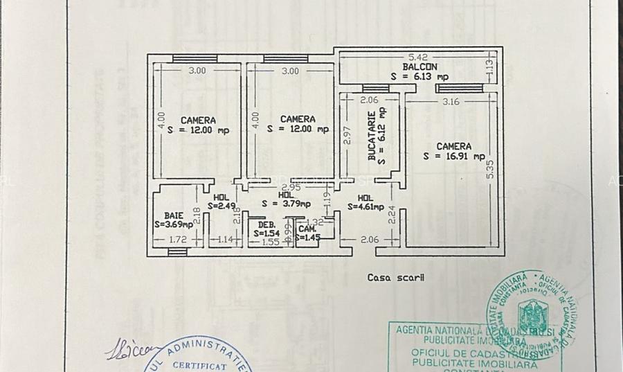Gara-Abator, apartament cu 3 camere decomandate. - 8
