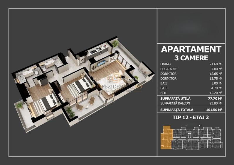 Apartament 3 camere de vanzare, Popesti | Rado Residence, Oltenitei - 1