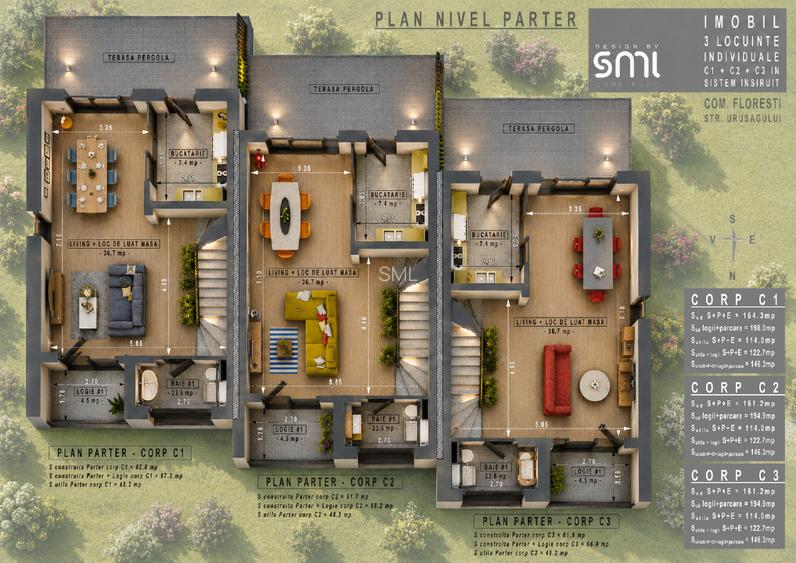TEREN CU AUTORIZAȚIE pentru 3 CASE CUPLATE – FLOREȘTI,  URUȘAGULUI, zona TERRA - 2