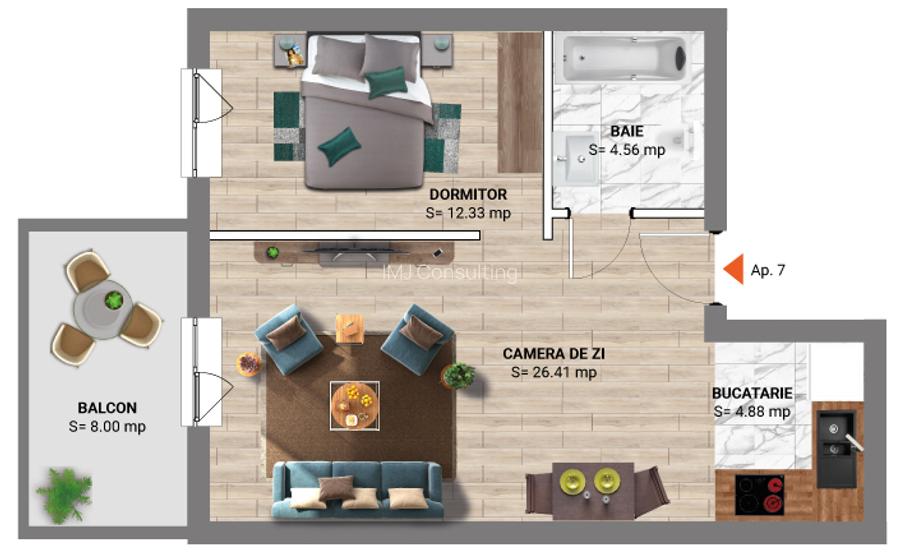 Studio Dublu Premium | Greenfield Residence - Faza Teilor | Parcare Inclusă - 1
