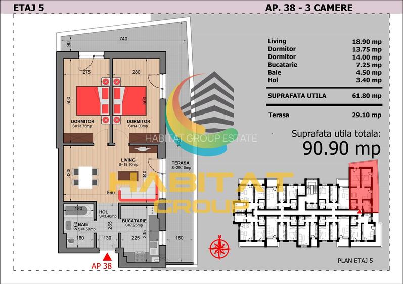 Apartament 3 Camere Decomandat Sector 4 Grand Arena 90.9Mp - 1