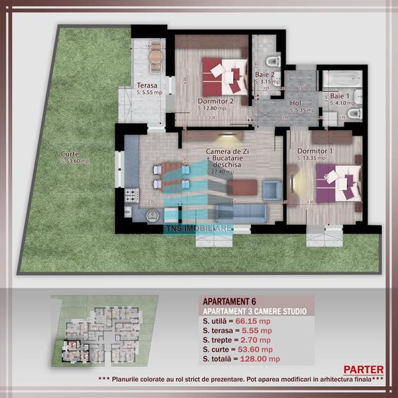 3 Camere cu Gradina 53 Mp,Imobil Stil Boutique, Titan -Pallady