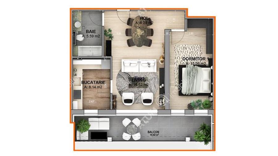 Apartament cu 2 camere si terasa la cheie in Turnisor Sibiu
