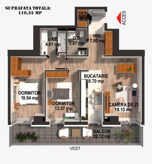 Apartament 3 camere Moghioros Park Residence - Ghencea - str Brasov