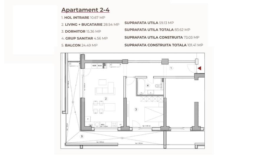 Apartament 2 camere, 83.62 mp, Ansamblu 0% Comision, zona Calea Severinului