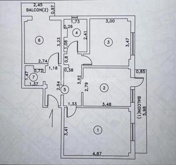 Apartament 3 camere doua balcoane, suprafata 67mp, zona Vidin. Mobilat
