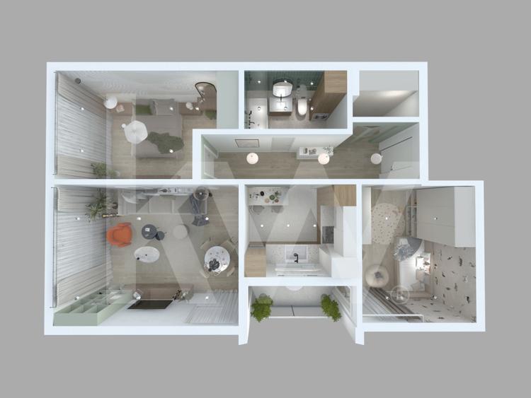 Apartament 3 camere 72,07 mp