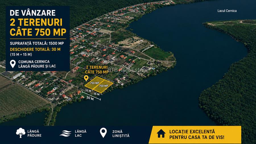 Vanzare 2 Loturi Teren Cernica Str. Luceafarului Zona Lac Padure 750 MP FS 15 M - 2