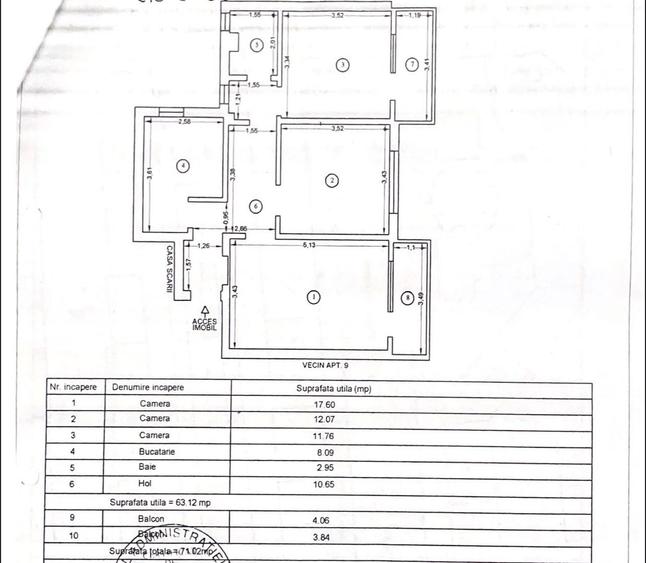 Apartament 3 camere zona Casa de Cultura