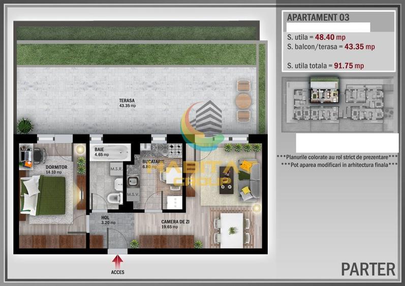 Pallady 2 camere decom. 48 mp + terasa 43 mp bloc boutique