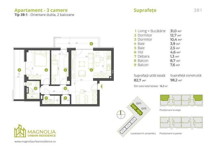 25E - 3 camere  Bucurestii Noi, Metrou Straulesti Sisesti - mutare imediata - 2