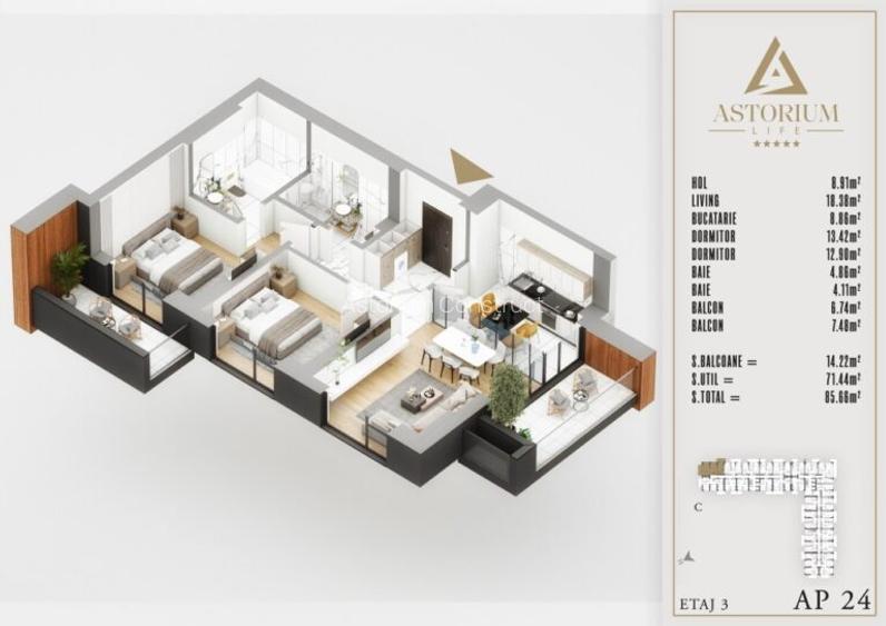 Apartament 3 Camere în Ansamblu Rezidențial Nou | Finisaje de Lux | Comision 0% - 3