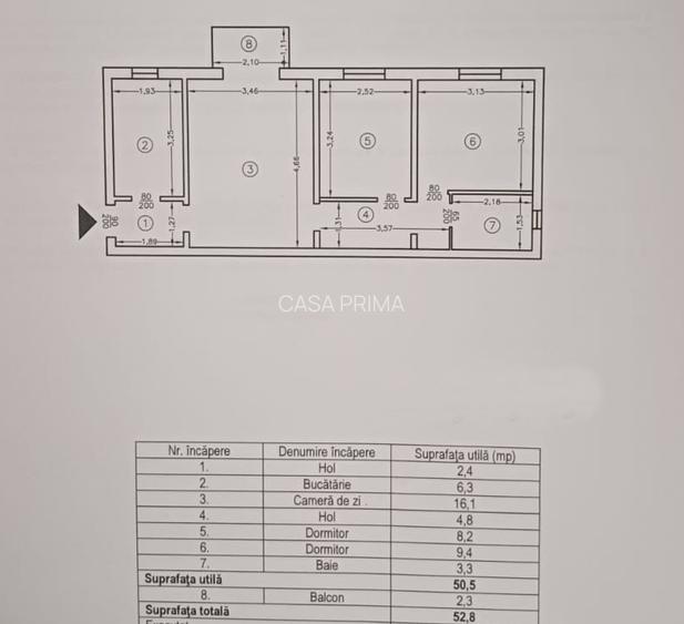 Apartament cu 3 camere, SD , aer condiționat - 5