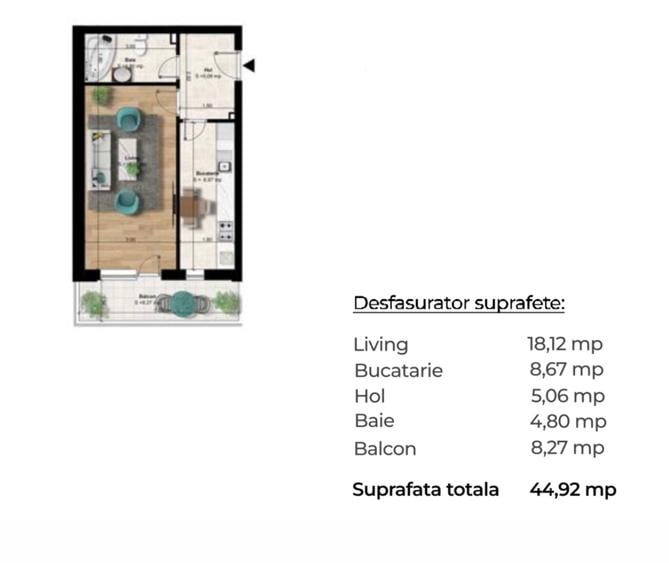 Garsoniera decomandată la doar 5-7 minute de Metrou Berceni/Comision 0% - 8