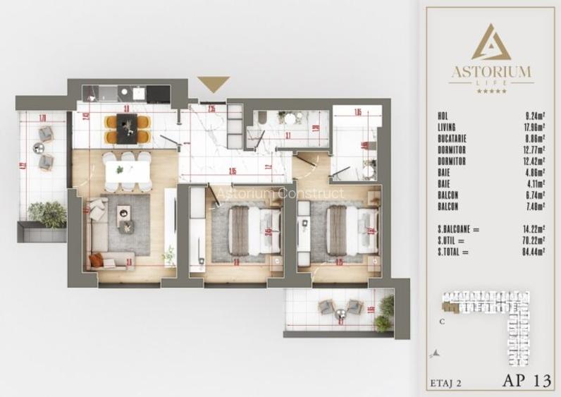 Apartament 3 Camere în Ansamblu Rezidențial Nou | Finisaje de Lux | Comision 0% - 3