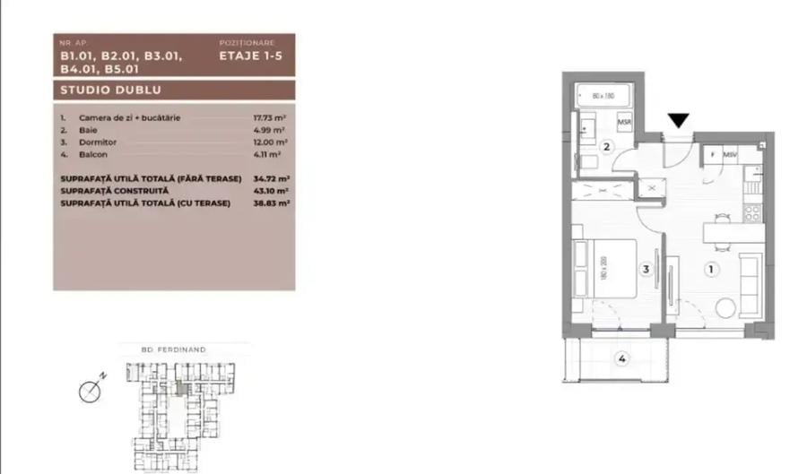 Studio Dublu Lux Ferdinand I Central I Investitie - 9