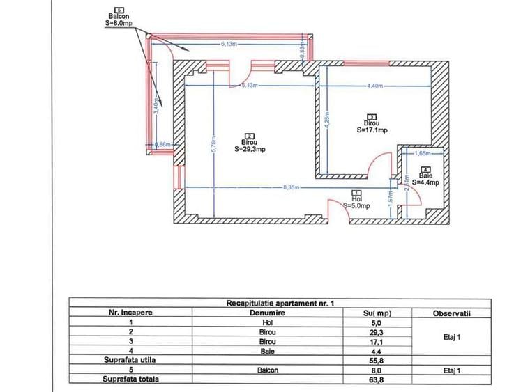 Apartament   Spațiu birouri 2 camere 54mp, Gheorgheni, Piata Hermes - 8