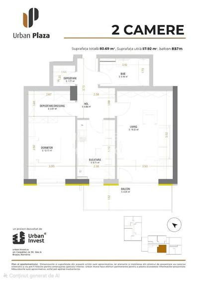 Comision 0%, Apartament 2 camere modern,parcare,  Urban Plaza/Brasov - 2