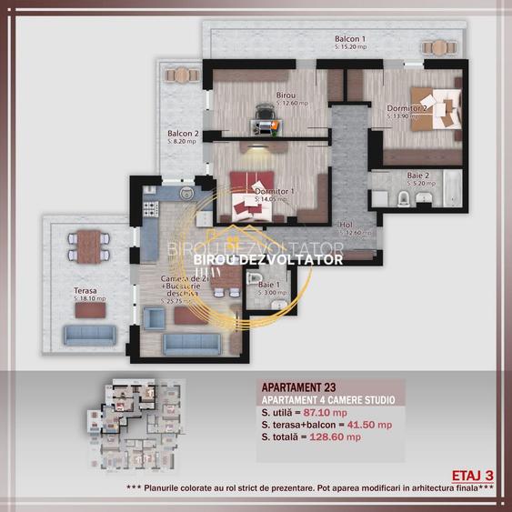 Decomandat Penthouse Terasa vedere libera zona verde Pallady Metrou - 7