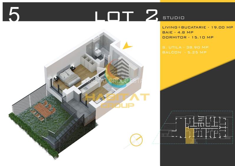 Apartament 2 camere studio cu Gradina Proprie - 3