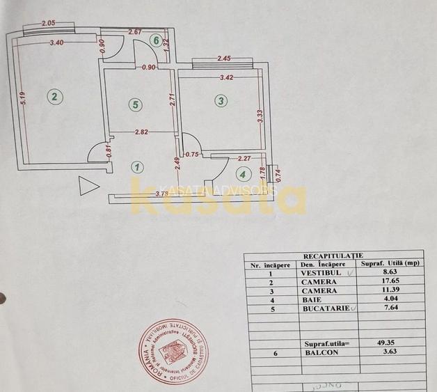 Apartament 2 camere de vânzare – Etaj 1 – Aviației - 1