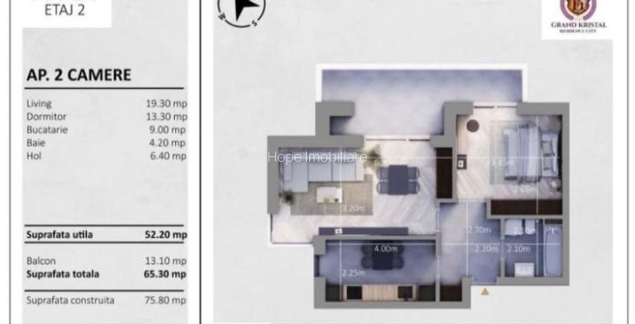 Grand Kristal - 2 camere , loc de parcare , ideal investitie - 8