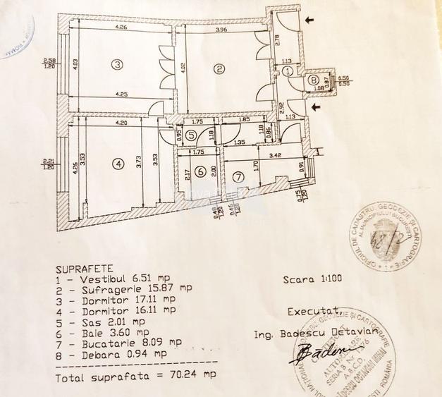 De vânzare: apartament 3 camere Piata Victoriei - parter înalt - 8