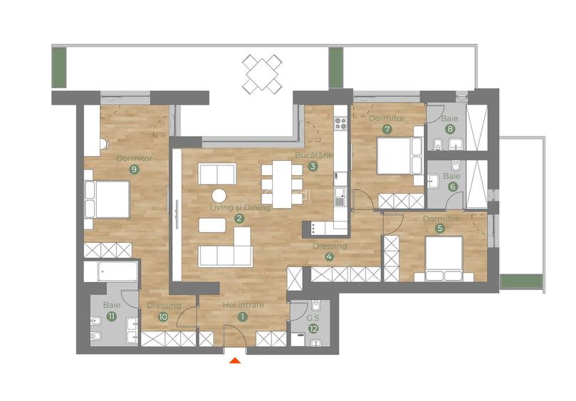 Vedere spre parc - apartament 4 camere de vânzare - zona Domenii - 13