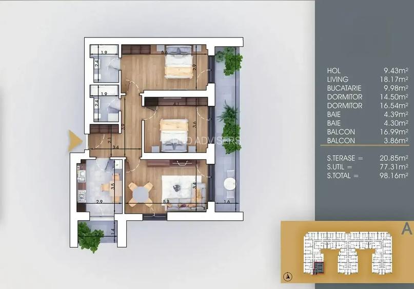 Titan Pallady metrou 8 minute Apartament 3 camere spatios 98 mp - 8