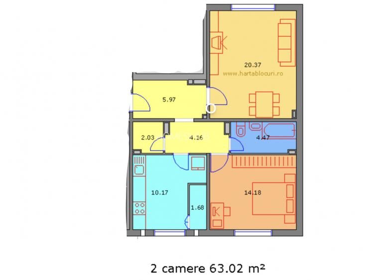 Apartament 2 camere decomandat cu CENTRALA, 63 mp, Nerva Traian - Panait Cerna - 14