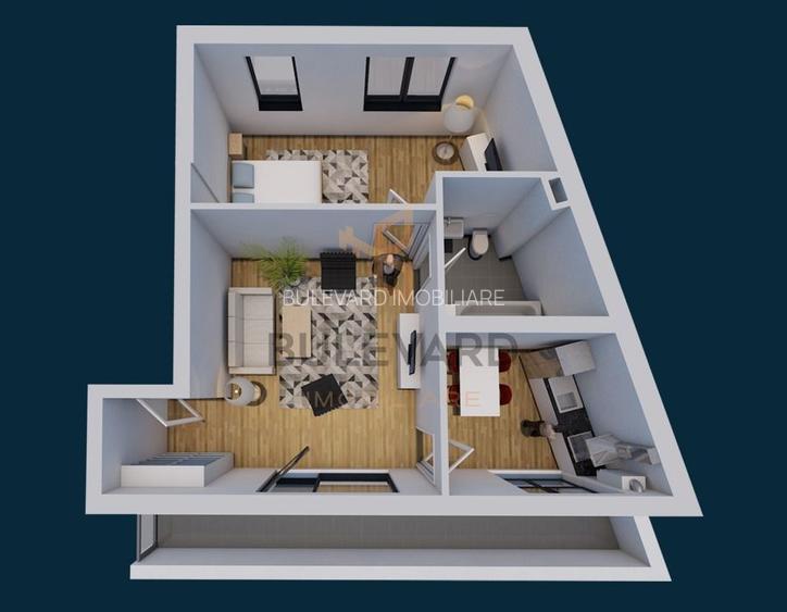Apartament 2 camere, terasa de 15 mp, garaj subteran, boxa, Centru! - 1