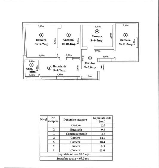 Apartament de vanzare la curte comună, 67,5 mp utili, teren 213 mp - 13